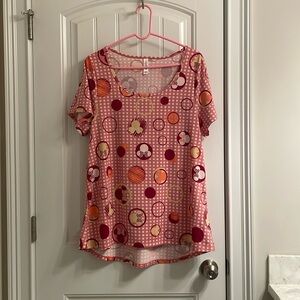 LuLaRoe Disney “Classic T” Pink Top with Polka Dots and Minnie Mouse Design XL